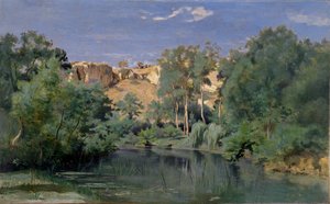 Paisaje boscoso con un estanque, c.1830